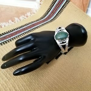 Vintage Navajo Green Turquoise + Silver Bracelet